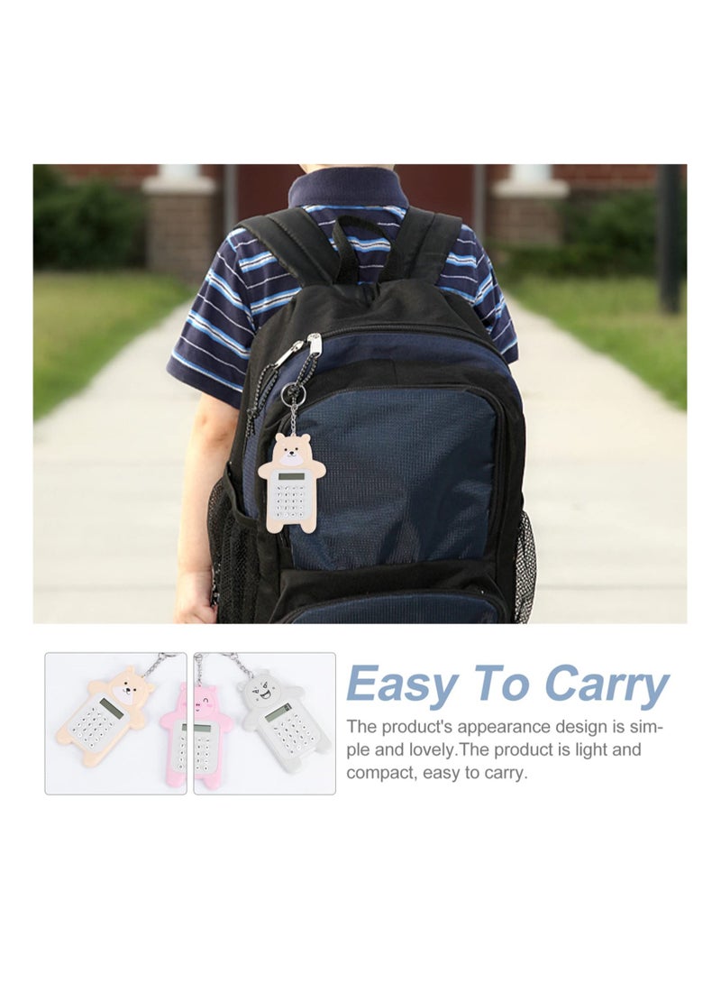 Mini Keychain Calculator - Portable Cartoon Design with Silicone ons, Perfect for Kids  Students, Set of 3 Tiny Electronic Calculators - Image 4